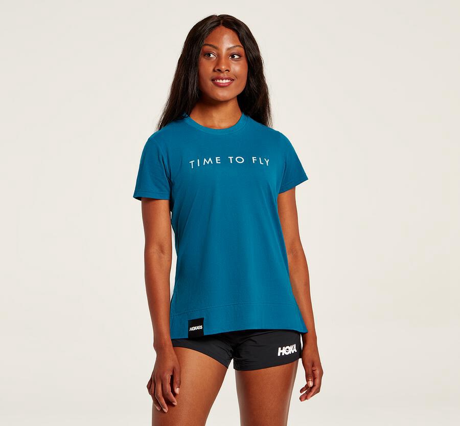 Hoka One One Tee Womens Blue - Brand - 46359BIWD